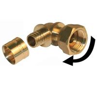 Raccord coudé avec écrou libre à glissement laiton F 15 x 21 pour tube en per