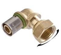 Raccord coudé avec écrou libre à sertir laiton F 15 x 21 pour tube en per