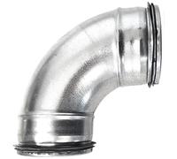 Raccord coudé en acier galvanisé pressé pour tube spiralé agrafé DN 80 100 125 140 150 160 180 200 avec joint 45 °/90 °, argent