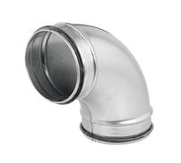 Raccord coudé en acier galvanisé pressé pour tube spiralé agrafé DN 80 100 125 140 150 160 180 200 avec joint 45 °/90 °, argent