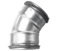 Raccord coudé en acier galvanisé pressé pour tube spiralé agrafé DN 80 100 125 140 150 160 180 200 avec joint 45 °/90 °, argent