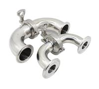 Raccord coudé en acier inoxydable SS304 19/25/32/38/45/51/57/63 mm, combinaison de raccords SS304, bride triple et joint en silicone(SS316L,63mmxFerrule77.5mm)