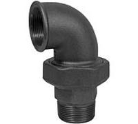 Raccord coudé Hermann Schmidt Temperguss DN 20, joint conique 3/4", filetage intérieur/filetage extérieur, noir