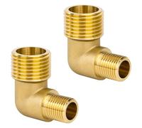 Raccord Coudé en Laiton, 2 Pièces 1/2" Mâle à 1/4" Mâle Filetage Raccord de Tuyau à 90 Degré, Connecteur de Tuyau de Coude pour Eau, Air, Connexion