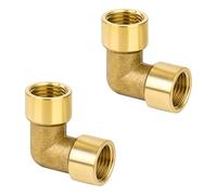 Raccord Coudé en Laiton, 2 Pièces 1/4" Femelle à 1/4" Femelle Filetage Raccord de Tuyau à 90 Degré, Connecteur de Tuyau de Coude pour Eau, Air, Connexion