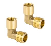 Raccord Coudé en Laiton, 2 Pièces 3/8" Mâle à 1/4" Femelle Filetage Raccord de Tuyau à 90 Degré, Connecteur de Tuyau de Coude pour Eau, Air, Connexion