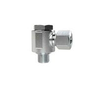Raccord coudé orientable G 1/8 a, diamètre extérieur du tube : 5 mm, SW1 12, SW2 14, pression de fonctionnement max. 100 bars, acier galvanisé.