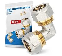 Raccord Coudé PEX-AL-PEX Visser Compression Tube Composite en Aluminium Système de Chauffage Sanitaire 16 x 16 Laiton 90° Connecteur Angulaire