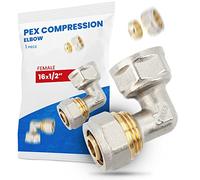 Raccord Coudé PEX-AL-PEX Visser Compression Tube Composite en Aluminium Système de Chauffage Sanitaire 16 x 1/2'' FF Laiton 90° Connecteur Angulaire