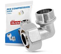 Raccord Coudé PEX-AL-PEX Visser Compression Tube Composite en Aluminium Système de Chauffage Sanitaire 25 x 3/4'' FM Laiton 90° Connecteur Angulaire
