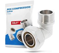 Raccord Coudé PEX-AL-PEX Visser Compression Tube Composite en Aluminium Système de Chauffage Sanitaire 32 x 1'' FM Laiton 90° Connecteur Angulaire