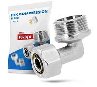 Raccord Coudé PEX-AL-PEX Visser Compression Tube Composite en Aluminium Système de Chauffage Sanitaire 16 x 3/4'' FM Laiton 90° Connecteur Angulaire