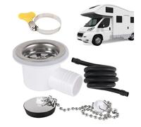 Raccord coudé pour bonde de lavabo - Adaptateur de connexion rapide avec tuyau - Raccord de déchets à angle droit pour camping-car, bateau, marine, camping-car, caravane, voyage, réparation