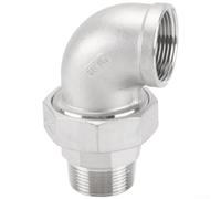 Raccord coudé robuste en acier inoxydable avec double filetage intérieur pour une étanchéité étanche dans l'eau, le gaz et les conduites hydrauliques. Construction robuste et processus d'installation
