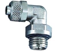 Raccord coudé rotatif avec joint torique G 1/4 a pour tuyau 6/4 mm SW 16 Pression de travail max 18 bar MS vern.