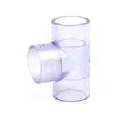 Raccord coudé transparent en PVC-U de 20 à 63 mm avec filtre acier inoxydable 304 for aquarium et réservoir d'eau(Tee 1PC,1.5 Inch-50mm)