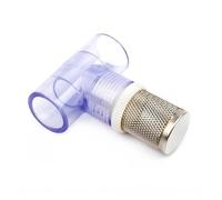 Raccord coudé transparent en PVC-U de 20 à 63 mm avec filtre acier inoxydable 304 for aquarium et réservoir d'eau(Tee-Fliter 1PC,3I4 Inch-25mm)