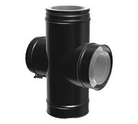 Raccord de conduite de cheminée 90° avec raccordement trappe de ramonage rond - double paroi - Schiedel PERMETER 130 mm