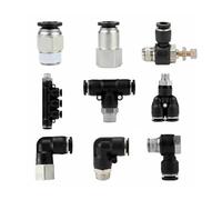 Raccord de connecteur pneumatique PC/PCF/PB/PKB/PH/PL/PLF/PX/SL 4 mm 6 mm 8/10 mm filetage 1/8 1/4 3/8 1/2 raccords de tuyau en plastique noir(12-04 (12mm-1l2),PC)