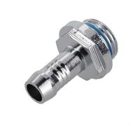 Raccord de refroidissement à eau en polycarbonate 9 mm pour tube souple (8 | Tige de 9 mm de diamètre extérieur, filetage G1/4 BSPP, construction en laiton, finition argentée, boucle personnalisée
