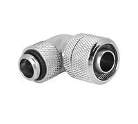 Raccord de Refroidissement par Eau, Raccord de Refroidissement par Eau à Filetage G1/4, Tube épais, Coude à Angle Droit à 90 °, Matériau plaqué Cuivre, Finition Soignée (Argent)