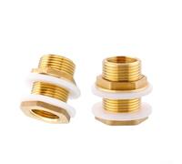 Raccord de réservoir en laiton pour réservoirs d'eau, 2" x 3/8", 3/4" x /2", connecteurs filetés de 1,9 cm avec joints en caoutchouc, compatible avec robinets, seaux, (1,9 cm)