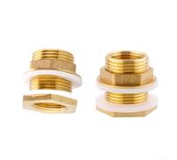 Raccord de réservoir en laiton pour réservoirs d'eau, 2" x 3/8", 3/4" x /2", connecteurs filetés de 1,9 cm avec joints en caoutchouc, compatible avec robinets, seaux, (pouce)