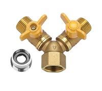 Raccord de Robinet Double, Adaptateur de Tuyau d'arrosage en Laiton G1/2, 2 Voies, séparateur de Robinet Double, connecteur de Tuyau d'eau en métal pour Jardin, Salle de Bain,