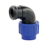 Raccord de serrage en polyéthylène 20 mm pour conduite d'eau et tuyau d'eau en plastique (20 mm 1/2" coudé IG)