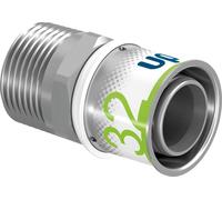 Raccord de transition S-Press PLUS Uponor en laiton étamé 32 mm x 1 1/4 filet mâle