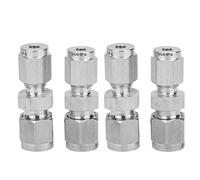 Raccord de tube de compression 4 pièces, adaptateur à double virole en acier inoxydable, conception à vis rapide en acier inoxydable 304 avec panneau central, convertisseur droit (F4/F6)