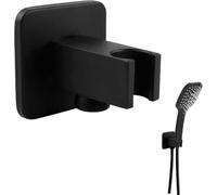 Raccord de tuyau chromé avec support de douche, coude de raccordement mural carré en laiton1/2" Pouces, Ensemble 3-en-1 pour Douchette,Installation Facile, Durable et Résistant à la Corrosion