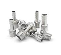 Raccord de tuyau d'arrosage fileté mâle x embout cannelé queue de tuyau connecteur en acier inoxydable BSP