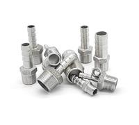 Raccord de tuyau d'arrosage fileté mâle x embout cannelé queue de tuyau connecteur en acier inoxydable BSP