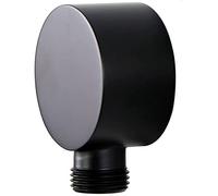 Raccord de tuyau de douche rond moderne en laiton pour salle de bain 1,27 cm NPT alimentation murale coudée baignoire sortie d'eau Union murale, noir mat