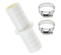 Raccord de tuyau de vidange de machine à laver, adaptateur en plastique PP pour tuyau d'évacuation de lave-vaisselle avec 2 colliers de serrage en acier inoxydable, longueur 65 mm
