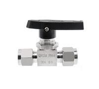 Raccord de tuyau en acier inoxydable 304 à double virole de 3 mm, 4 mm, 6 mm, 8 mm, 10 mm, 12 mm, 14 mm, 16 mm, 18 mm, 20 mm, vanne à boisseau sphérique haute pression(Two Way,1I8)
