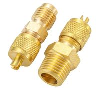 Raccord de tuyau en laiton 1/4 SAE évasé vers 1/8 NPT mâle, raccords adaptateurs de tuyau CA en laiton, adaptateur de raccord de tube avec bouchon de valve d'accès de service femelle 1/4 pour