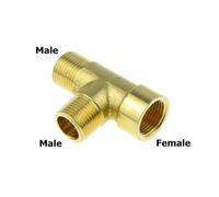 Raccord de tuyau en laiton, coude en T 2 voies 3 voies 1/8 1/4 3/8 1/2 3/4 filetage mâle femelle, adaptateur de tube en cuivre for eau, gaz et huile(PE-MMF,1I8 Thread)