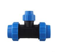 Raccord de tuyau en polypropylène avec joint à vis en polyéthylène réduisant à 90 degrés pour système d'irrigation d'eau potable et agricole - Bleu et noir - 16 barres (40 mm x 25 mm x 40 mm)