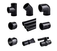 Raccord de tuyau en PVC noir 16 à 50 mm, coude droit en T, raccords for tube de drainage d'aquarium, accessoires d'irrigation de jardin DIY(PVC cap,Black 25mm)
