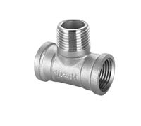 Raccord de tuyau en T à 3 voies fileté mâle + mâle + femelle DN6/DN8/DN15/DN25, 1 pièce, 1/4 "1/2" 3/4 "1" 1-1/4 "BSP fileté en acier inoxydable 304(Male Female thread,3/4")