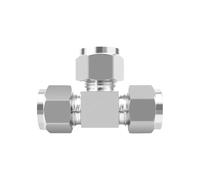 Raccord de tuyau en T à double virole à 3 voies, 1 pièce, 3, 4, 6, 8, 10, 12 mm, 1/8, 1/4, 3/8, 1/2, diamètre extérieur du tuyau(SS304,1")