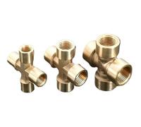 Raccord de tuyau femelle en laiton à 4 voies, croix égale(3/8")