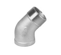 Raccord de tuyau fileté M+F en acier inoxydable 304 coudé à 45/90 degrés BSP 1/4", 3/8", 1/2", 3/4", 1" et 1-1/4", DN8, DN15, DN20, DN25(Silver,1")