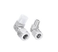 Raccord de tuyau forgé en acier inoxydable 1/8, 3 pièces, coude à 90 degrés, 1/8 "1/4" 3/8 "1/2" NPT mâle x 6 8 10 12mm, Compression OD, raccord de tuyau forgé for eau et gaz(1I4BSPT-10mm)