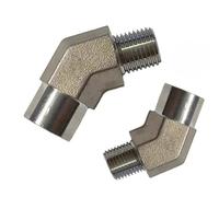 Raccord de tuyau haute pression en acier inoxydable 304, coude à 45 degrés BSPP vers BSPT mâle 1/8", 1/4", 3/8", 1/2", for eau, gaz, pétrole(FEMLE TO MALE_3/8")