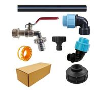 Raccord de Tuyau pour Réservoir, Adaptateur pour Tuyau de Citerne, Valve Anti-Fuite avec Tube Prolongateur pour Robinet Maison Jardin Atelier Garage Terrasse Entrepôt Extérieur