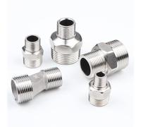 Raccord de tuyau réducteur fileté à mamelon hexagonal en acier inoxydable, connecteurs mâles x mâles 1/4 ", 3/8", 1/2 ", 3/4" BSP, 5 pièces(1/4'')