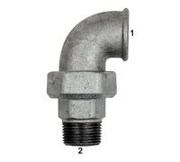 Raccord de vis à 98, joint conique, IG/AG, Rp 2 1/2, R 2 1/2, R 2 1/2, tampon de fonctionnement. -20 °C à 300 °C, fonte noire ignifuge.